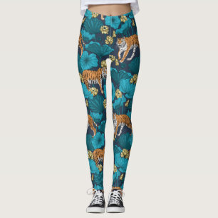 Tigers in the yellow lotus pond leggings