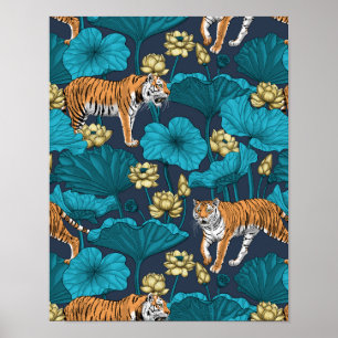 Tigers in the yellow lotus pond poster
