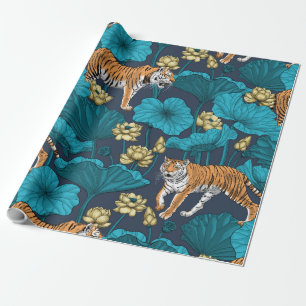 Tigers in the yellow lotus pond wrapping paper