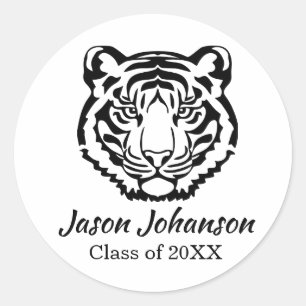 Tigers Logo Mascot School Graduation Classic Round Sticker