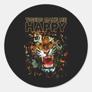 Tigers Make Me Happy Classic Round Sticker