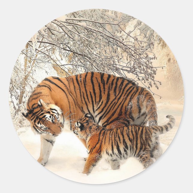 Tiger's mother  classic round sticker (Front)