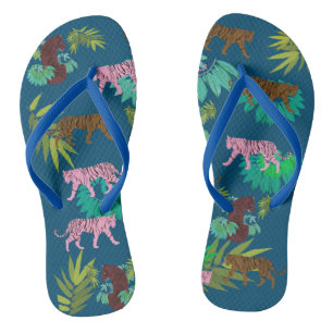 Tigers Pattern Flip Flops