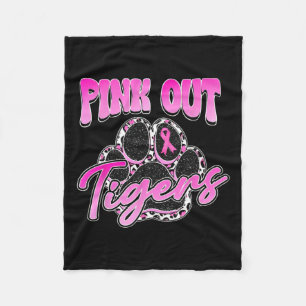 Tigers Pink Out Football Tackle Breast Cancer Wome Fleece Blanket