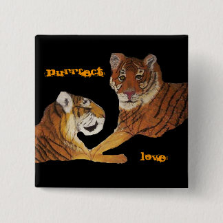 Tigers Purrfect Love 15 Cm Square Badge