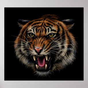 Tiger's Roar: Vivid Jungle Portrait Poster