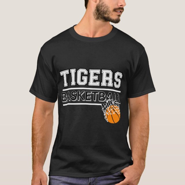 Tigers School Spirit Sports Basketball School Tige T-Shirt (Front)