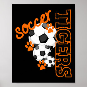 Tigers Soccer Ball Football Mascot Paw Prints T Sh