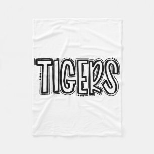 Tigers Swash School Spirit Orange Black Footll Spo Fleece Blanket