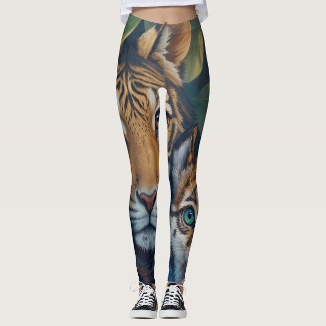 Tiger's Tender Gaze  Leggings (Front)