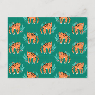 Tigers with flowers postcard