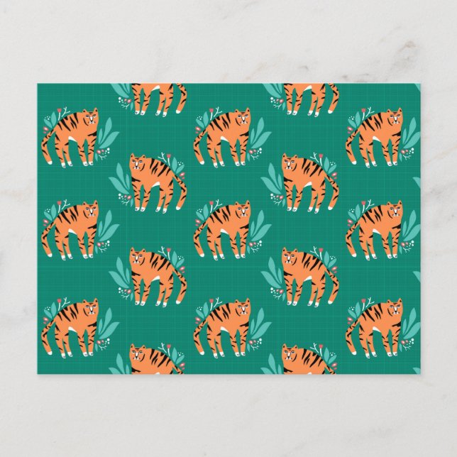 Tigers with flowers postcard (Front)