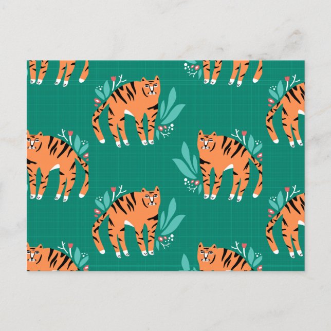 Tigers with flowers postcard (Front)