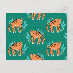 Tigers with flowers postcard