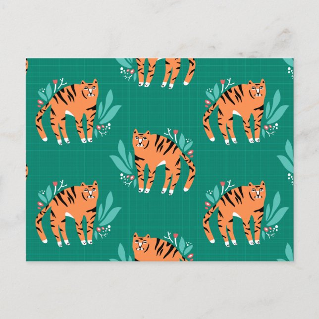 Tigers with flowers postcard (Front)