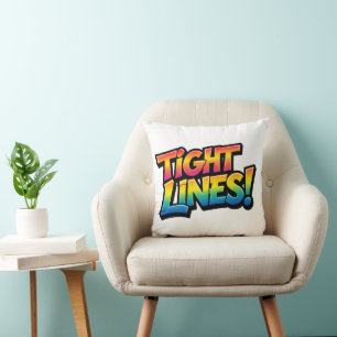 Tight Lines Rainbow Gradient Funny Fishing Gift Cushion