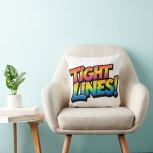 Tight Lines Rainbow Gradient Funny Fishing Gift Cushion
