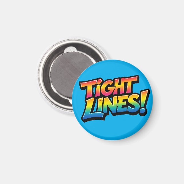 Tight Lines Rainbow Gradient Funny Fishing Gift Magnet (Front/Back)