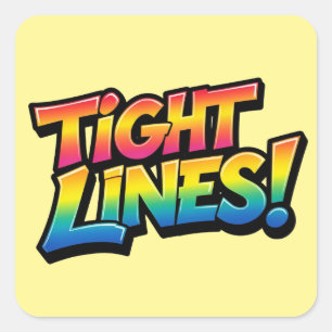 Tight Lines Rainbow Gradient Funny Fishing Gift Square Sticker