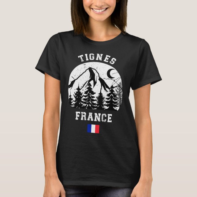 Tignes France Alps Ski Resort Alpine Skiing French T-Shirt (Front)