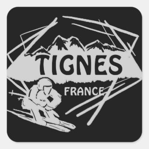 Tignes France black grey ski logo art stickers