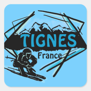 Tignes France blue ski logo artistic stickers