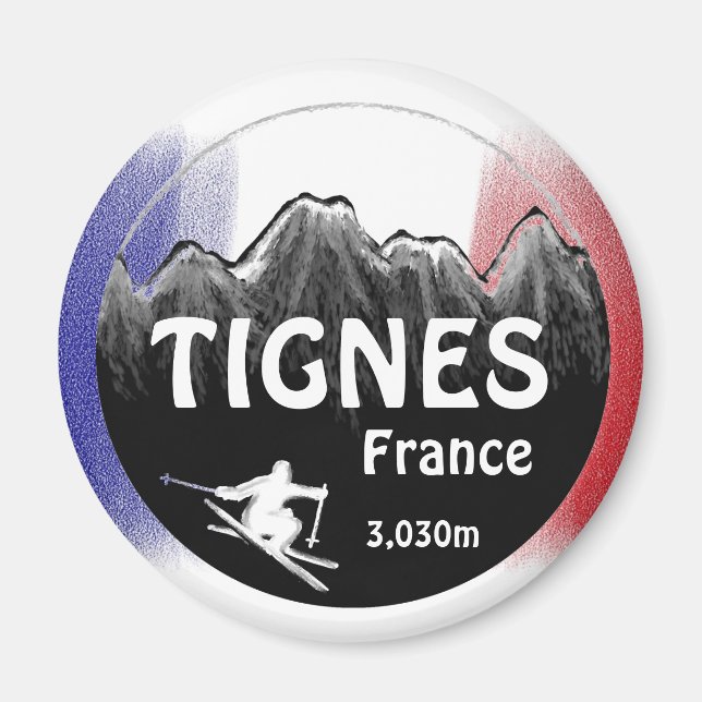 Tignes France flag ski logo art magnet (Front)