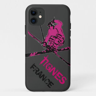 Tignes France pink grey skier iphone 5 case