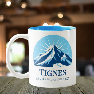 Tignes France ski resort souvenir  Two-Tone Coffee Mug