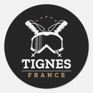 Tignes France Ski Resort Vintage Skiing Snowboardi Classic Round Sticker
