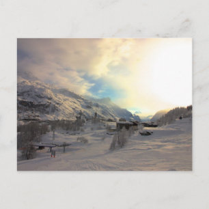 Tignes Les Bois Winter Sunrise Postcard