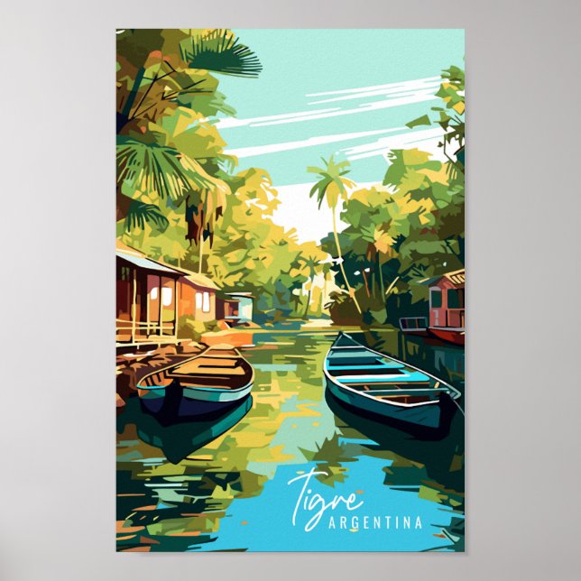 Tigre Argentina vintage travel illustration Poster (Front)