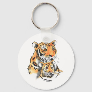 Tigress and cub key ring