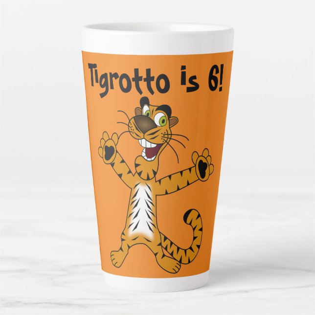 Tigrotto is 6 Birthday Boy Latte Mug (Front)