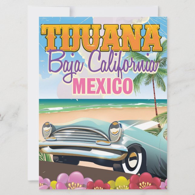 Tijuana Baja California Mexico travel poster Invitation (Back)