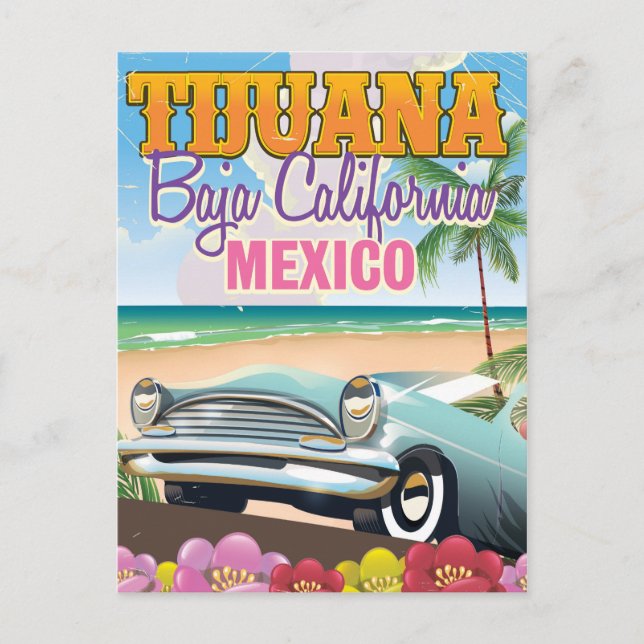 Tijuana Baja California Mexico travel poster Postcard (Front)
