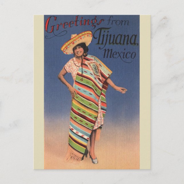 Tijuana, Mexico vintage travel postcard (Front)