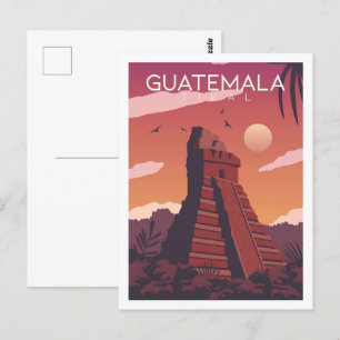 Tikal Guatemala Famous Travel Place Illustration Postcard