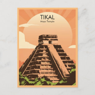 Tikal Guatemala Maya Temple watercolor Postcard
