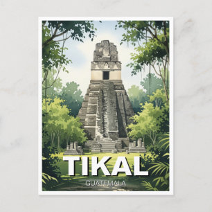 Tikal Guatemala Watercolor Postcard