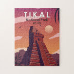 Tikal National Park Guatemala Vintage Jigsaw Puzzle<br><div class="desc">Tikal vector artwork design. Tikal is an ancient Mayan citadel in the rainforests of northern Guatemala.</div>