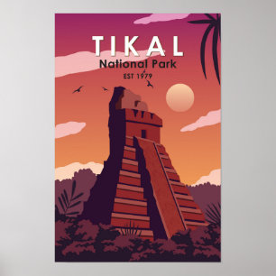 Tikal National Park Guatemala Vintage Poster