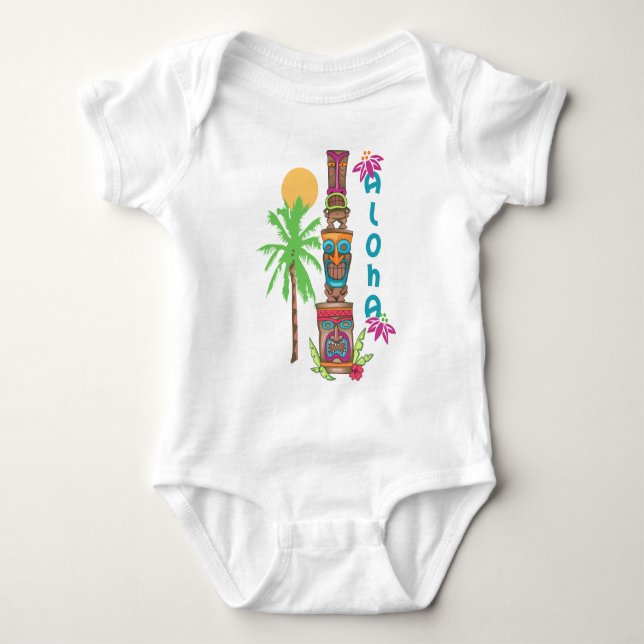 Tiki Aloha Baby Bodysuit (Front)