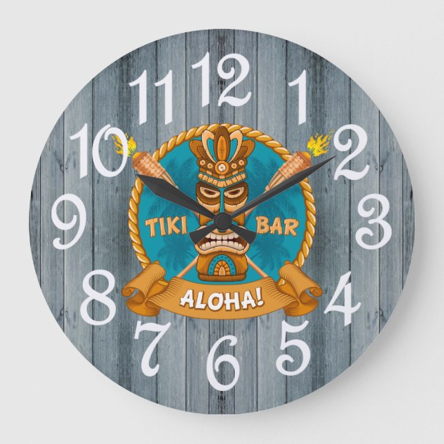 Tiki Bar Aloha  Large Clock (Front)