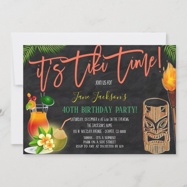 Tiki Bar Birthday Party Invitation (Front)