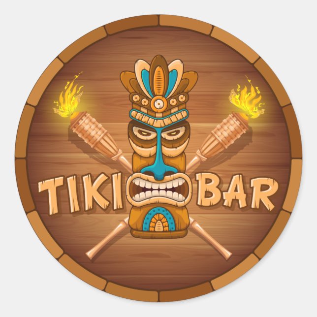 Tiki Bar Classic Round Sticker (Front)