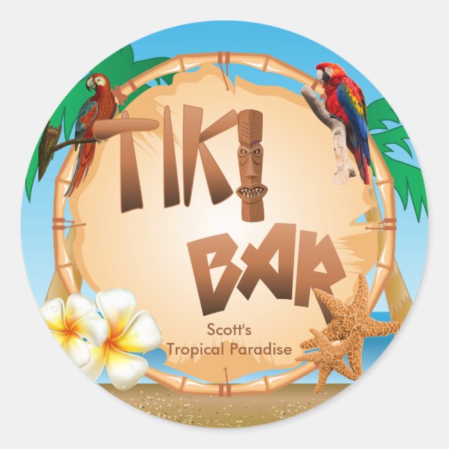 Tiki Bar Design Classic Round Sticker (Front)