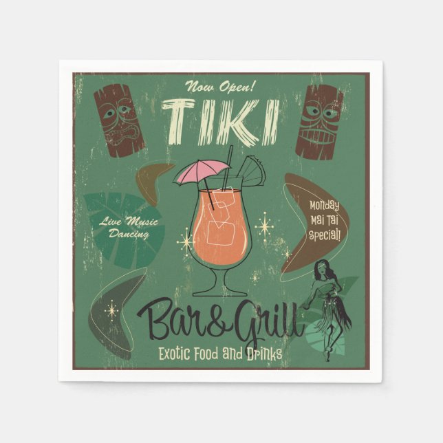 Tiki Bar&Grill Cocktail Napkins (Front)