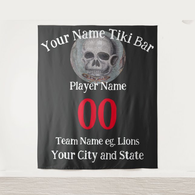 Tiki Bar number name city state slogan T-Shirt Tapestry (Front)