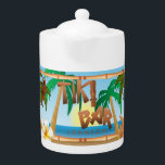 Tiki Bar Party Design<br><div class="desc">🥇AN ORIGINAL COPYRIGHT ART DESIGN by Donna Siegrist ONLY AVAILABLE ON ZAZZLE! Teapot. Featuring a beautiful Tiki Bar Party Design. A charming accent to add to your home or give for a housewarming gift. 📌If you need further customisation, please click the "Click to Customise further" or "Customise or Edit Design"...</div>